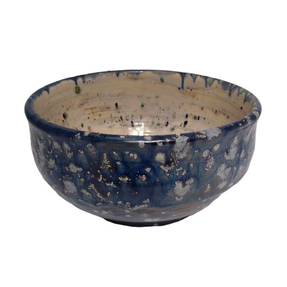 Blue Speckled Drip Glazed Studio Art Pottery Bowl - Picture 1 of 7